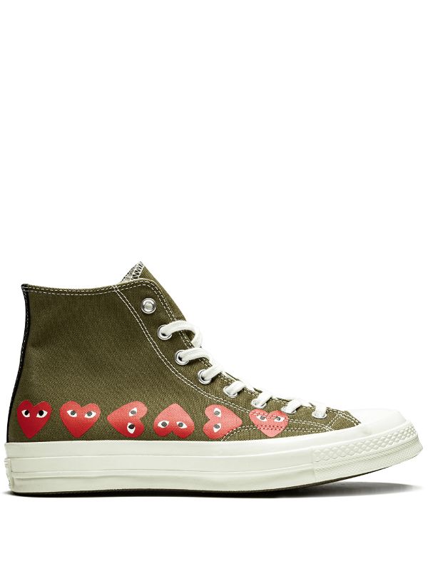 Converse x Comme Des Garçons Play Chuck 70 Hi "Multi Hearts Green"