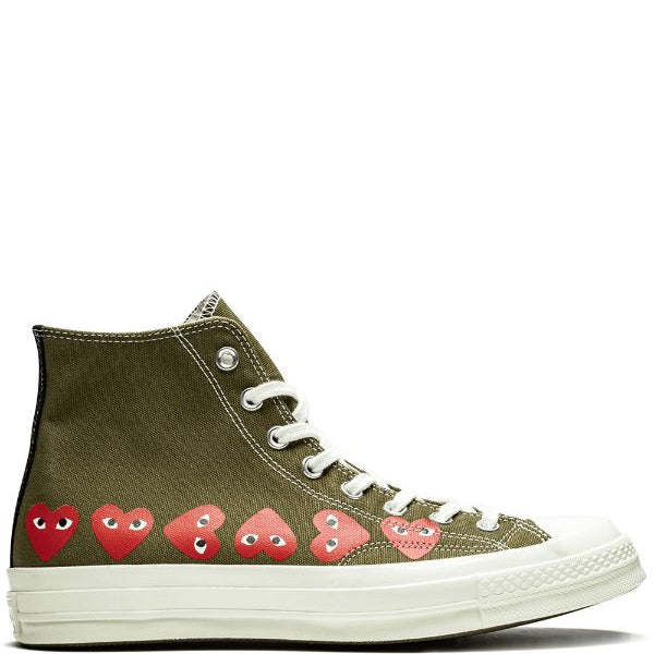 Converse x Comme Des Garçons Play Chuck 70 Hi "Multi Hearts Green"