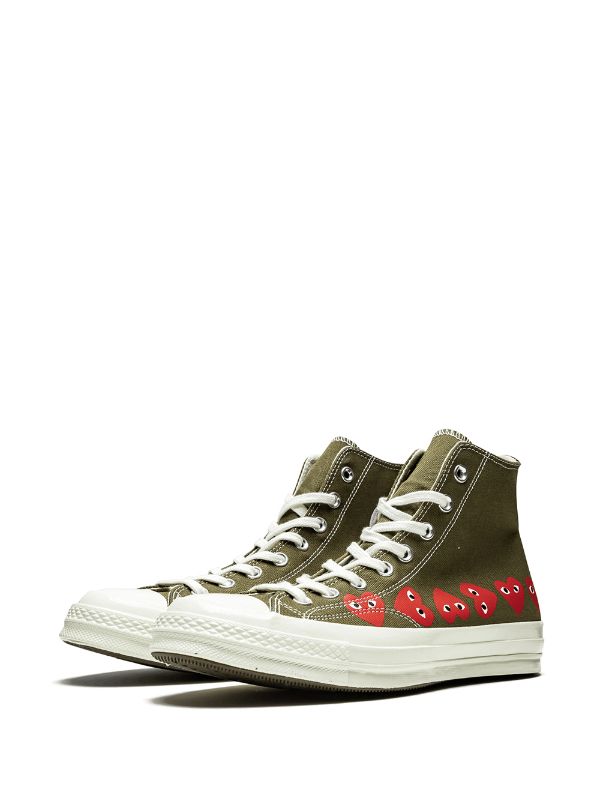 Converse x Comme Des Garçons Play Chuck 70 Hi "Multi Hearts Green"