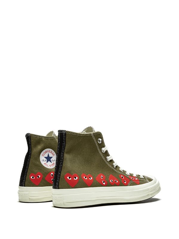 Converse x Comme Des Garçons Play Chuck 70 Hi "Multi Hearts Green"